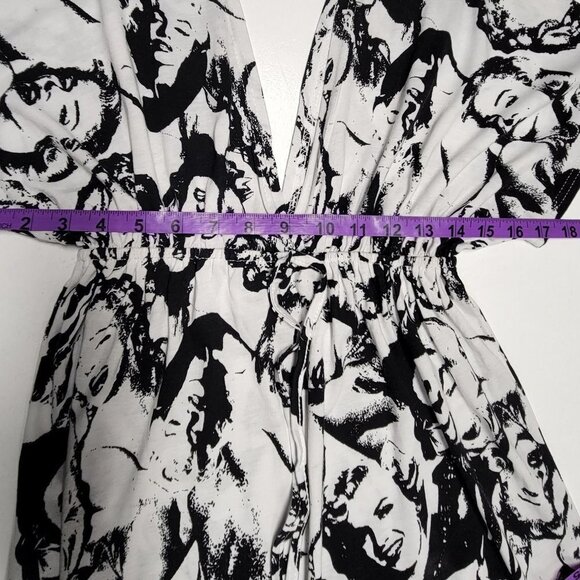 Marilyn Monroe Print Black White V Neck Short Sleeve Long Maxi Dress  Size S/M - Picture 12 of 14